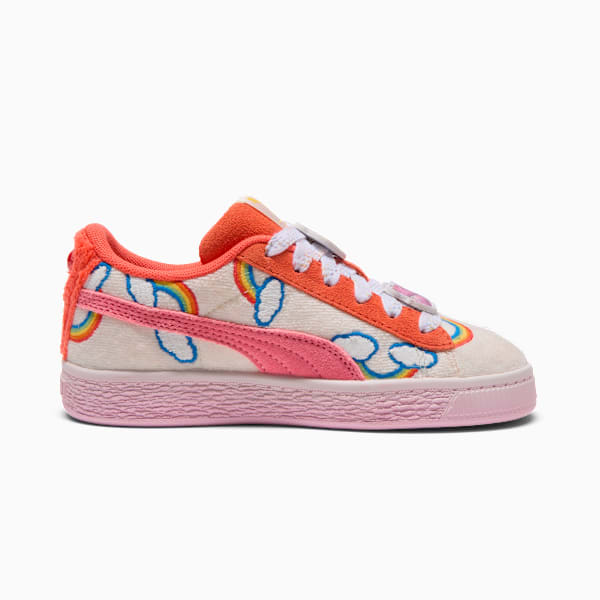 PUMA x CARE BEARS x SESAME STREET Basket Little Kids' "Elmo Cheer" Sneakers, Frosted Ivory-Red Glamour-Pearl Pink, extralarge